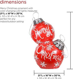 ZTY104CC Alpine Christmas Ball Ornament with Color Changing LED Light, Indoor Festive Home, Red Holiday Décor