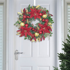 Pre-Lit 24 Inch Luxury Red Gold Lighted Christmas Wreath